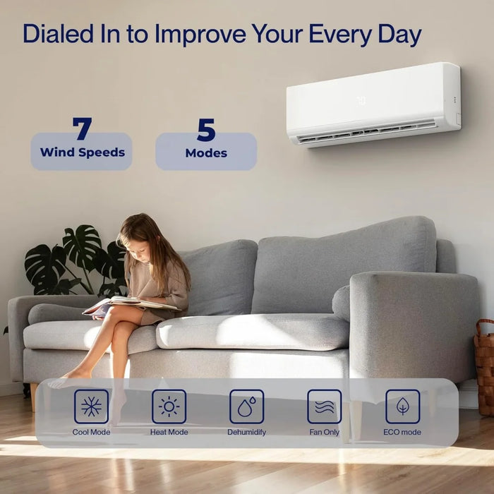 Enagua Mart Haoyunma 12000 BTU Mini Split Air Conditioner - Works with Alexa, 1 Ton Pre-Charged Heat Pump Ductless Inverter System