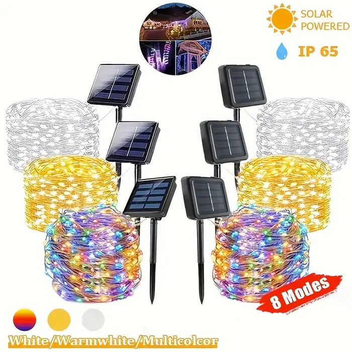 Enagua Mart 110FT Solar String Lights - 8 Lighting Modes Waterproof Outdoor Fairy Lights for Garden and Patio