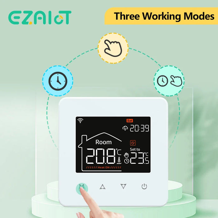 Enagua Mart Tuya Smart Thermostat - Wi-Fi Remote Control for Electric Floor Heating and Gas Boilers, Alexa and Google Home Compatible