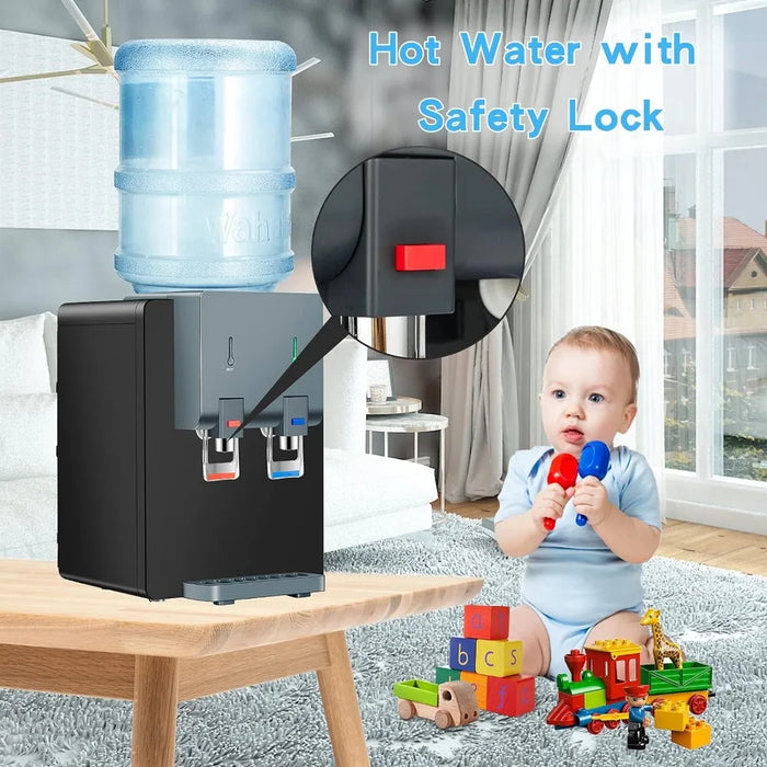 Enagua Mart Premium Countertop Water Cooler Dispenser - Top Loading, Hot & Cold, Child Safety Lock