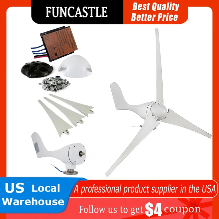 Enagua Mart Wind Turbine 12V/24V Electric Generator - 3 Blades PWM Controller