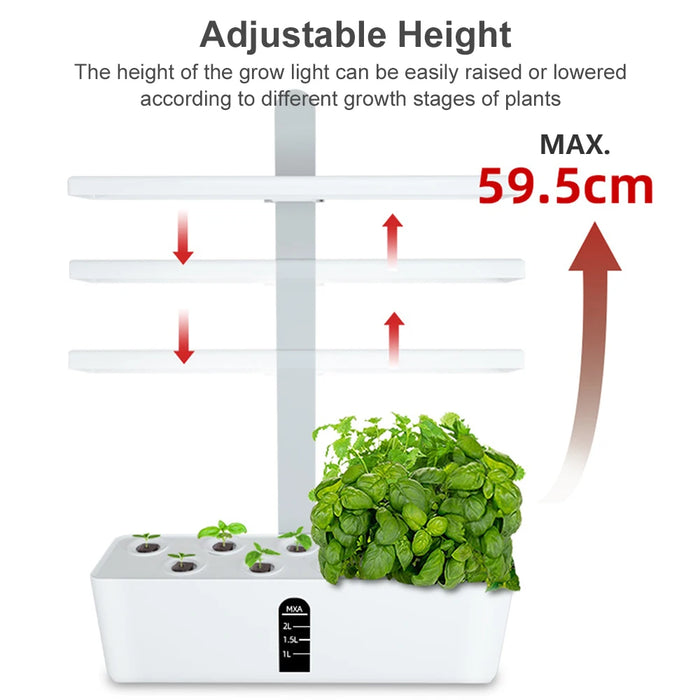 Enagua Mart Hydroponics Growing System - 9-Pod Indoor Garden Kit, Automatic Timing, 2L Water Tank