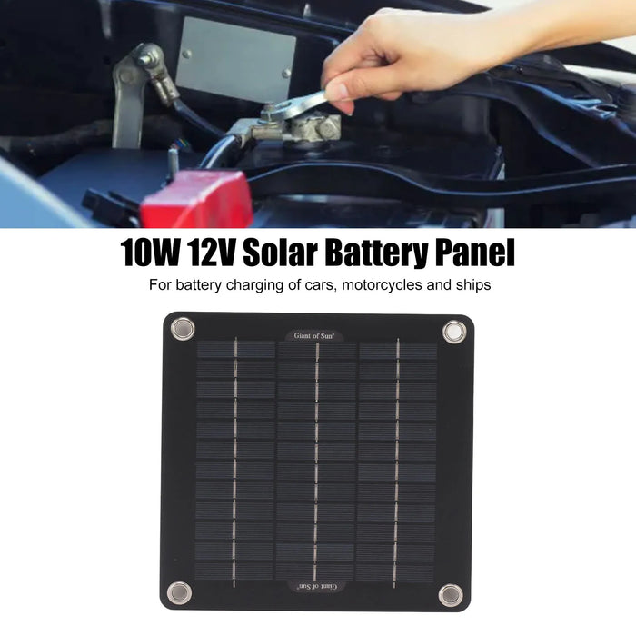 Enagua Mart 10W Portable Solar Panel Kit - 12V Solar Battery Maintainer for Car, Motorcycle, and Tractor