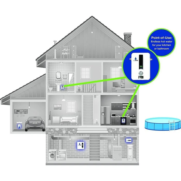 Enagua Mart 11kW Electric Tankless Water Heater - Self-Modulating Technology, 240V