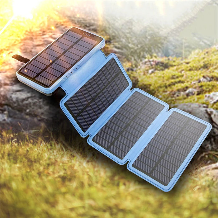 Enagua Mart 20000mAh Foldable 4 Solar Panel Power Bank - Dual USB Fast Charging Power Bank for iPhone, Samsung, with Flashlight