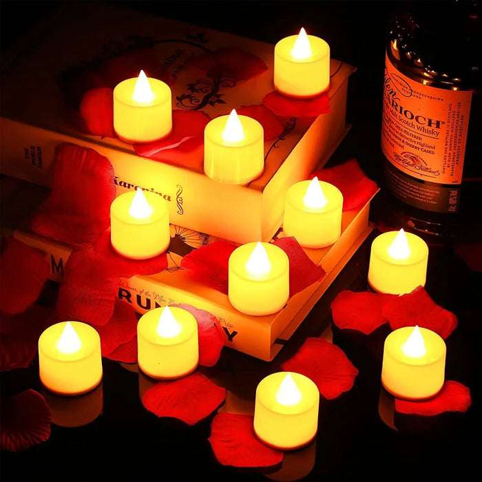 Enagua Mart LED Electronic Flameless Tealight Candles - 12/3 Piece Battery-Operated Fake Candles