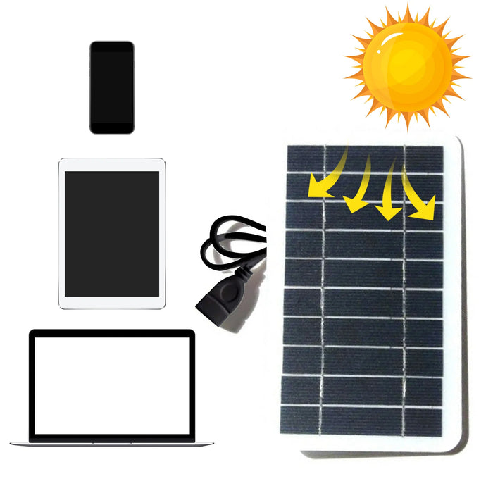 Enagua Mart 2W Polysilicon Solar Panel - USB Portable Travel Charger for Mobile Phones and Outdoor Power Supply