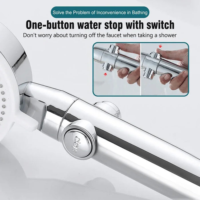 Enagua Mart 6-Modes High-Pressure Shower Head - On/Off Switch, 1.5M Hose and Holder Included