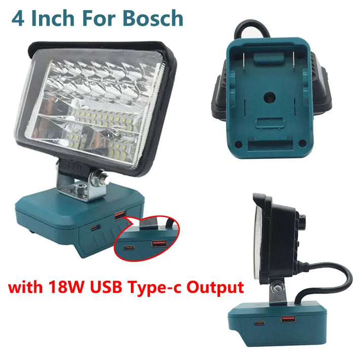 Enagua Mart LED Flashlight Flood Light - Compatible with Makita, DeWalt, Milwaukee, Bosch 18V Li-Ion Batteries