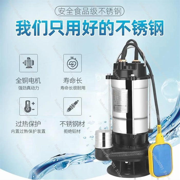 Enagua Mart Submersible Sewage Pump - 220V Small High-Lift Pumper for Household Pumping & Agricultural Irrigation