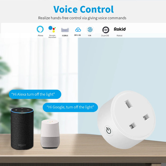 Enagua Mart 20A Tuya Smart UK Plug - WiFi 3-Pin Adapter with Alexa Voice Control and Energy Monitoring