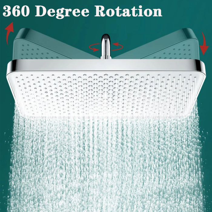 Enagua Mart 12 Inches Big Panel High-Pressure Ceiling Mounted Shower Head - 4 Modes Supercharge ABS Rainfall Shower