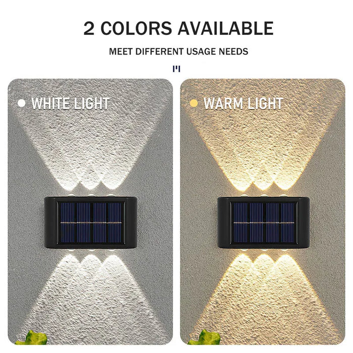 Enagua Mart 10/8/6/4/2 LED Solar Wall Lamp - Outdoor Waterproof Up and Down Lighting for Garden and Fence Decoration