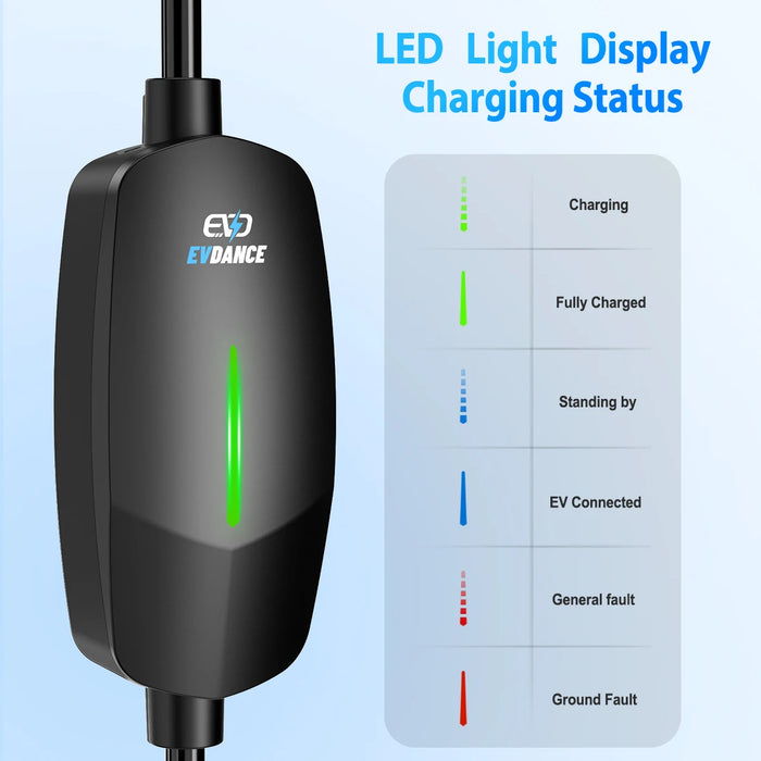 Enagua Mart EVDance Portable 16A EV Charger - Level 1 & 2 SAE J1772 with 25ft Charging Cable