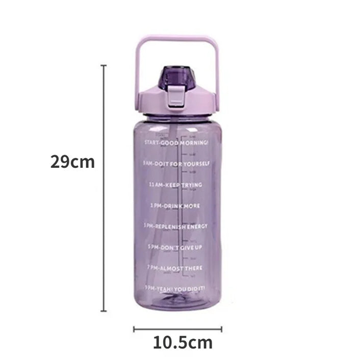 Enagua Mart 2000ml Sports Drinking Bottle with Time Marker and Straw - Large Capacity for Men and Women, Outdoor Fitness Cup