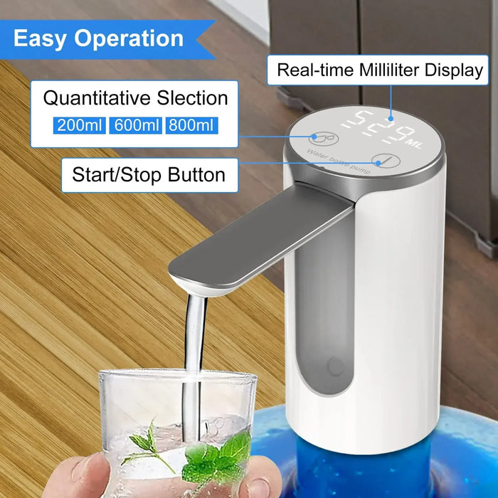 Enagua Mart LED Display Water Dispenser - Touch Button, 3 Quantitative Settings, Foldable Design, Type-C Charging