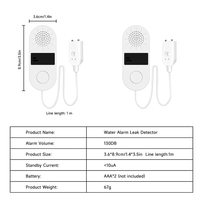 Enagua Mart 130dB Water Leak Sensor – Non-Smart Alarm With Sound & Light