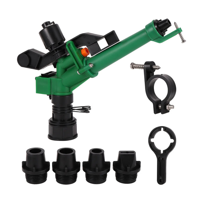 Enagua Mart 360° Adjustable Long Spray Distance Watering Gun - 1.5" Female Thread Rocker Impact Sprinkler for Lawn and Garden Irrigation