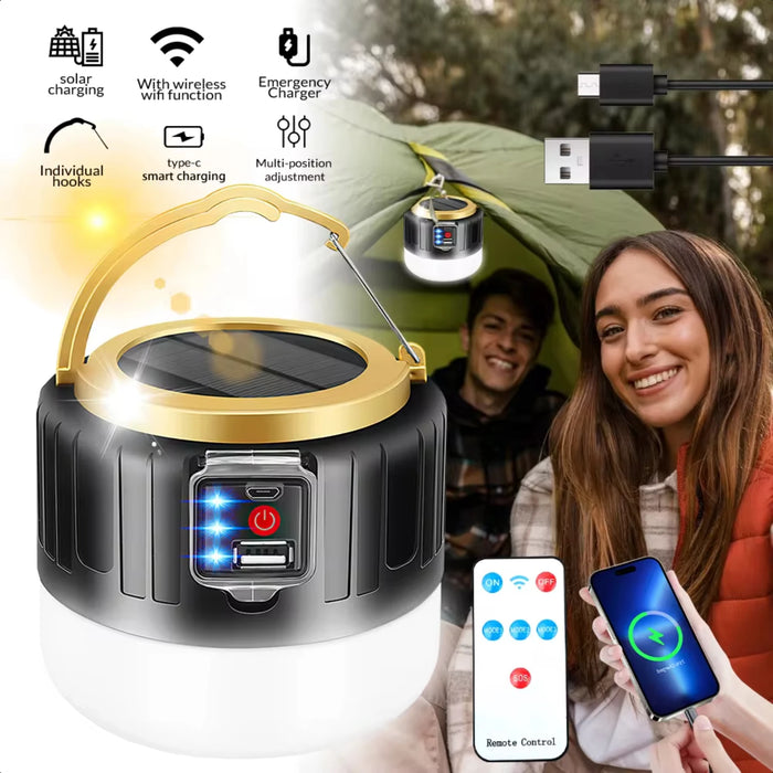 Enagua Mart Solar Camping Light - USB Rechargeable Waterproof Tent Lantern for Outdoor and Emergency Use