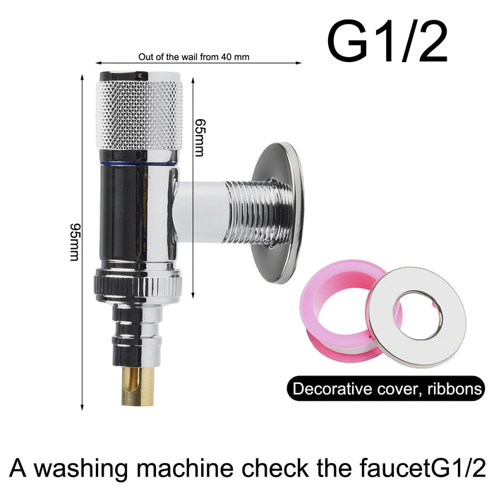 Enagua Mart Wall Hanging G1/2 Washing Machine Faucet Water Stop Angle Valve - Quick Opening Regulating Tap