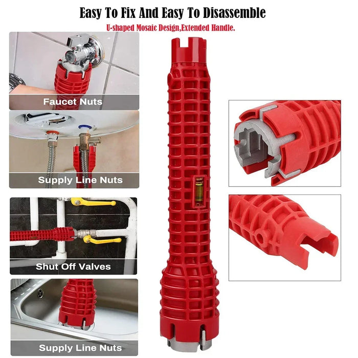 Enagua Mart 8-in-1 Flume Wrench - Anti-Slip Kitchen Sink Repair Tool for Bathroom Plumbing Installation