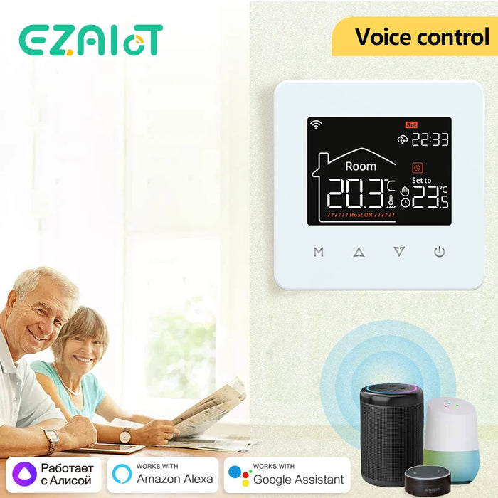 Enagua Mart Tuya Smart Thermostat - Wi-Fi Remote Control for Electric Floor Heating and Gas Boilers, Alexa and Google Home Compatible