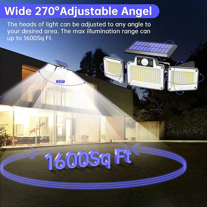 Enagua Mart LED Solar Light Outdoor - Motion Sensor 3 Modes LED Garden Light Waterproof Solar Power Spotlight