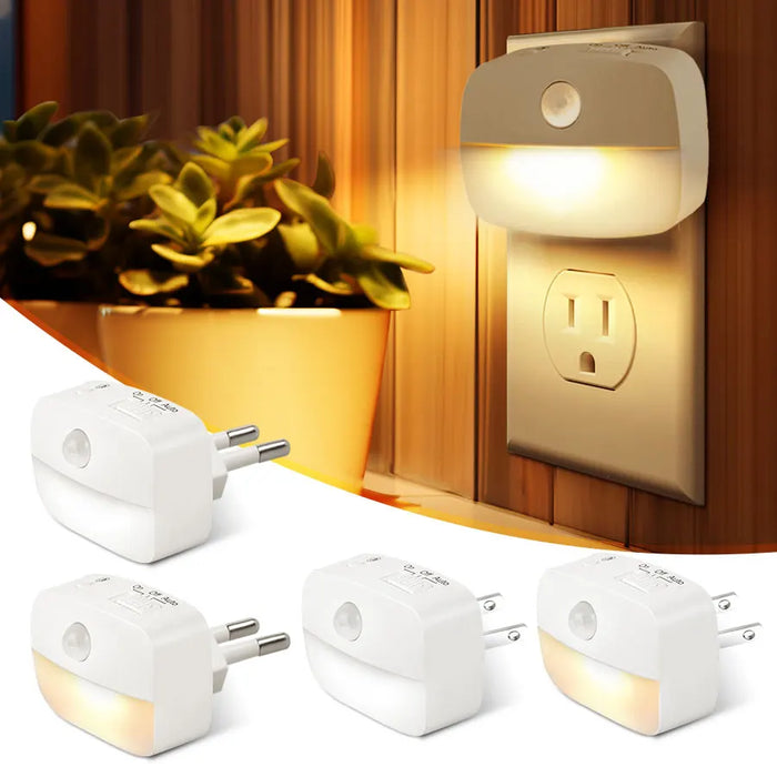 Enagua Mart LED Night Light with Motion Sensor - Plug-In Dimmable Lamp for Bedroom, Hallway, and Kitchen (EU/US Plug)