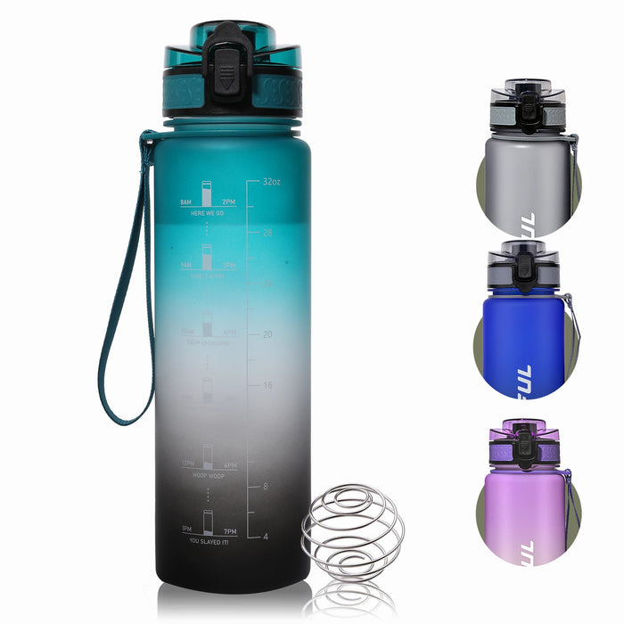 Enagua Mart Sports Water Bottle with Shaker Ball - 1000ml BPA-Free Tritan Mixing Cup, Portable & Leakproof for Fitness & Workout