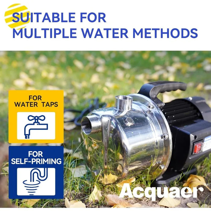 Enagua Mart 1.5HP Portable Shallow Well Pump - 1210GPH, Stainless Steel for Water Transfer and Irrigation