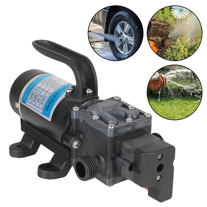 Enagua Mart 8L/Min Water Spray Car Wash Agricultural Electric Pump - 12V 100W Diaphragm Self-Priming Micro High-Pressure Pump