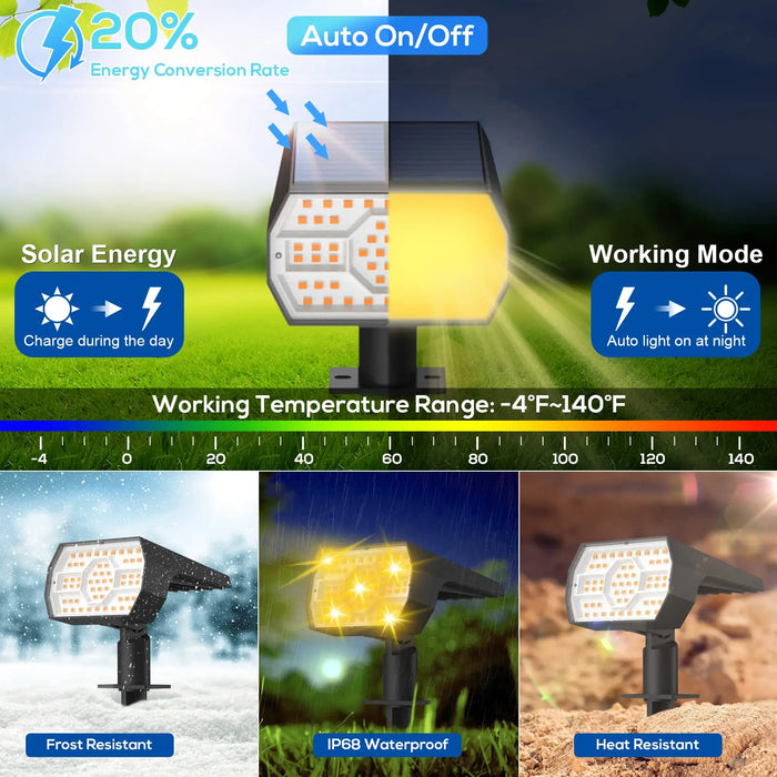 Enagua Mart Solar Light Outdoor Garden Spotlight - Solar Powered Waterproof Pathway Light