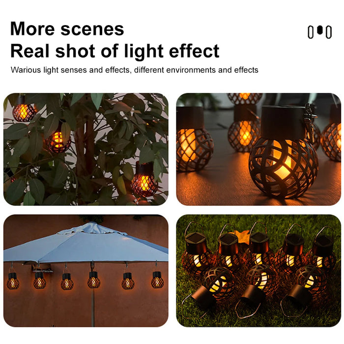 Enagua Mart Solar Hanging Flame Lantern - LED Retro Ball Lamp for Outdoor Garden Decor