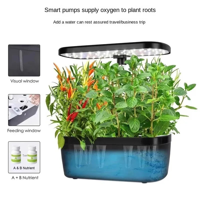 Enagua Mart Efficient Hydroponic Plant Growing Kit - Indoor Herb Garden with Smart LED Light System