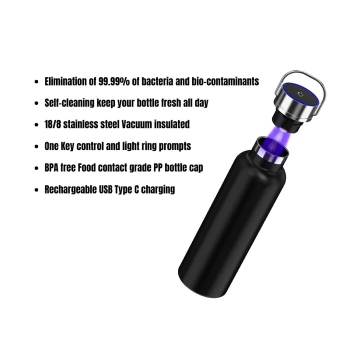 Enagua Mart 750ml Insulated Stainless Steel Water Bottle - Self-Cleaning UV with Sensor for Adults