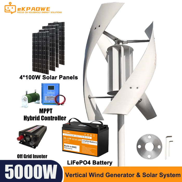 Enagua Mart 5KW Vertical Axis Maglev Wind Turbine - 5000W Windmill with Charge Controller for Household Use