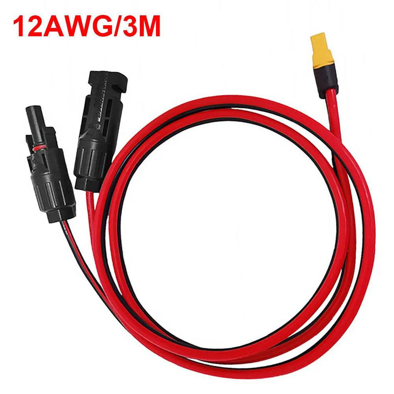 Enagua Mart 0.6M - 1.6M Solar Charge Cable XT60 Adapter to Solar Male/Female Connector Extension Wire 12AWG for Battery Pack - Enagua Mart