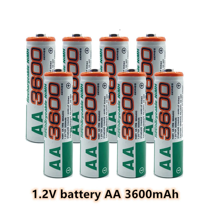 Enagua Mart 1.2V AA Ni-MH Rechargeable Batteries - 3600mAh for Clocks, Mice, and Remotes