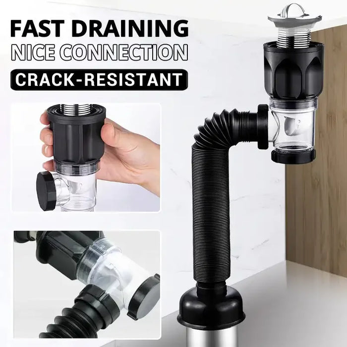 Enagua Mart Universal Sink Drain Pipe Set - Retractable Deodorant Sewer Drainage Hose