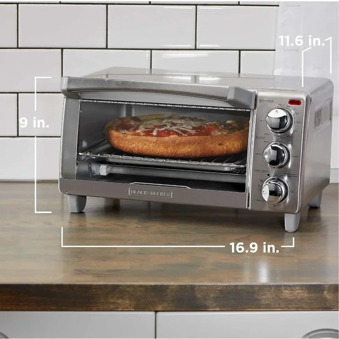 Enagua Mart 4-Slice Toaster Oven - Stainless Steel with Convection and 4 Cooking Functions