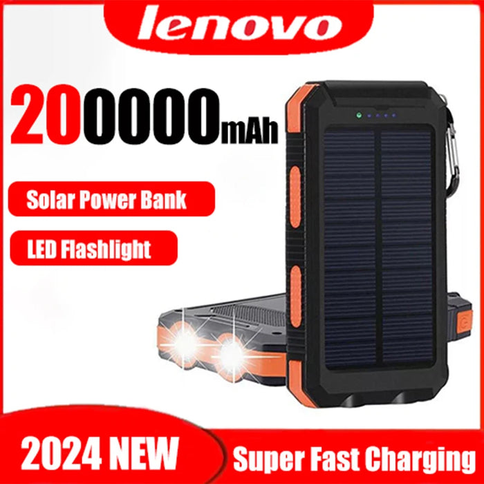 Enagua Mart Lenovo 200000mAh Solar Power Bank - Outdoor Camping Portable Charger