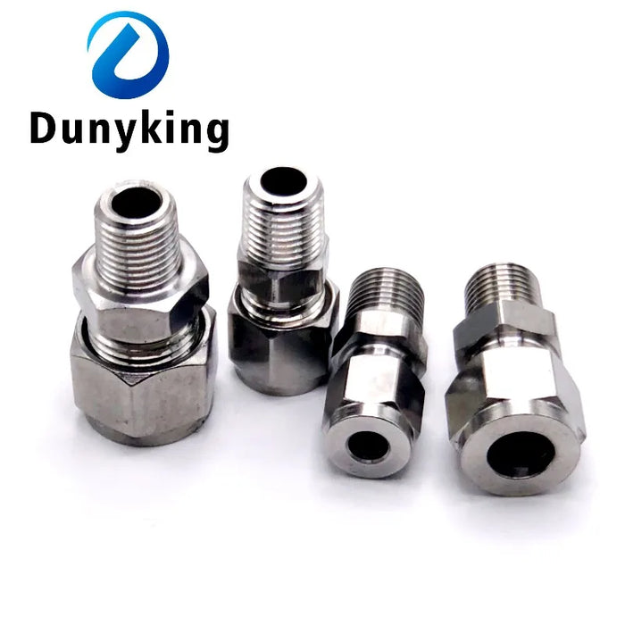 Enagua Mart SS 304 Stainless Steel Double Ferrule Compression Connector - 6mm, 8mm, 10mm, 12mm Tube to 1/8, 1/4, 3/8, 1/2 Male NPT Pipe Fitting