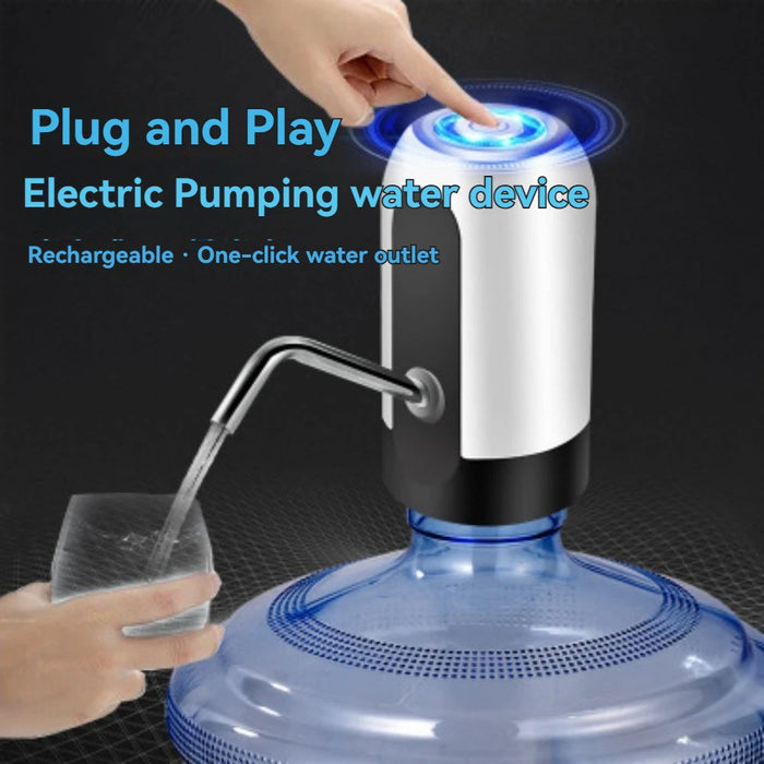 Enagua Mart Black Automatic Water Bottle Pump - USB Charging, One-Button Operation