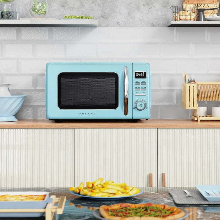 Enagua Mart Retro Countertop Microwave Oven - Auto Cook, Reheat, Defrost & Quick Start Functions