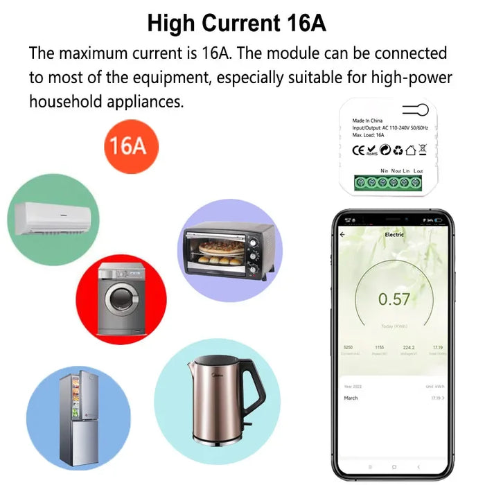 Enagua Mart Tuya Zigbee Smart Socket Switch Module - 16A KWh Energy Monitor with Timer and Overload Protection, Compatible with Google Home and Alexa