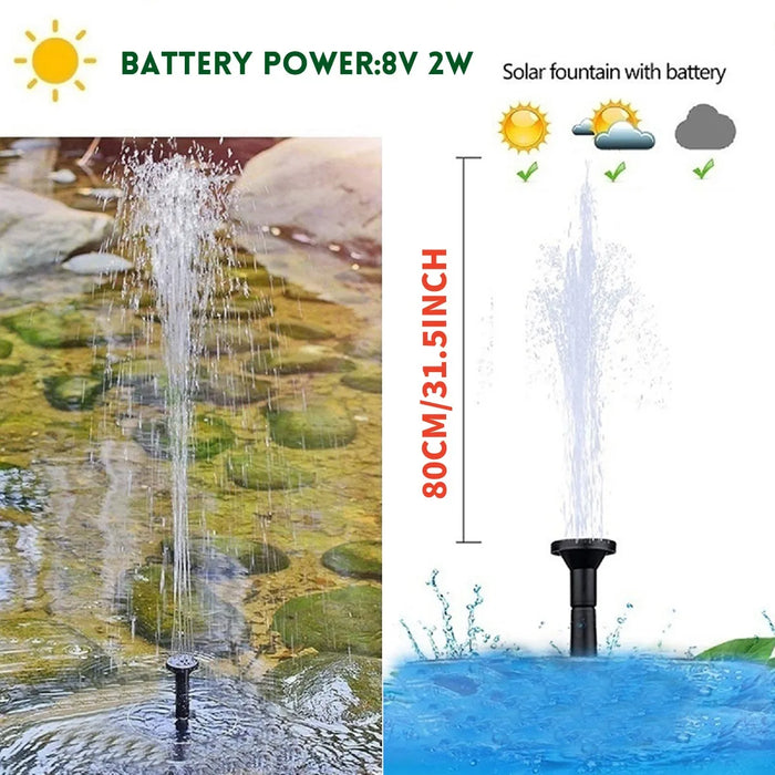 Enagua Mart 2W Mini Solar Fountain Pump Kit - Solar Panel Water Pump for Garden Pools, Bird Baths, and Outdoor Water Features