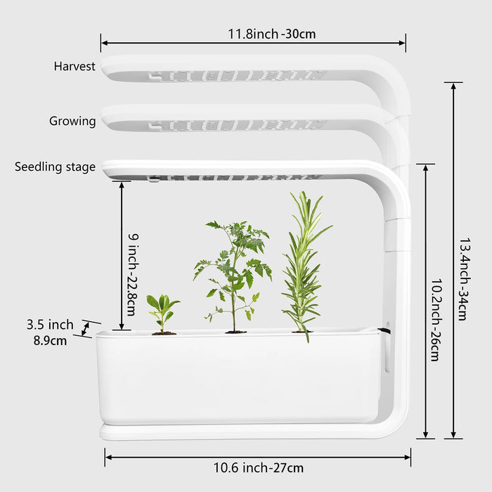 Enagua Mart Hydroponics Growing System - 3-Pod Indoor Herb Garden, LED Grow Lights, Compact Design