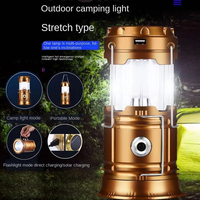 Enagua Mart Camping Lamp 5800 Solar Lantern - USB Rechargeable Multifunctional Outdoor Light for Household, Camping, and Night Market