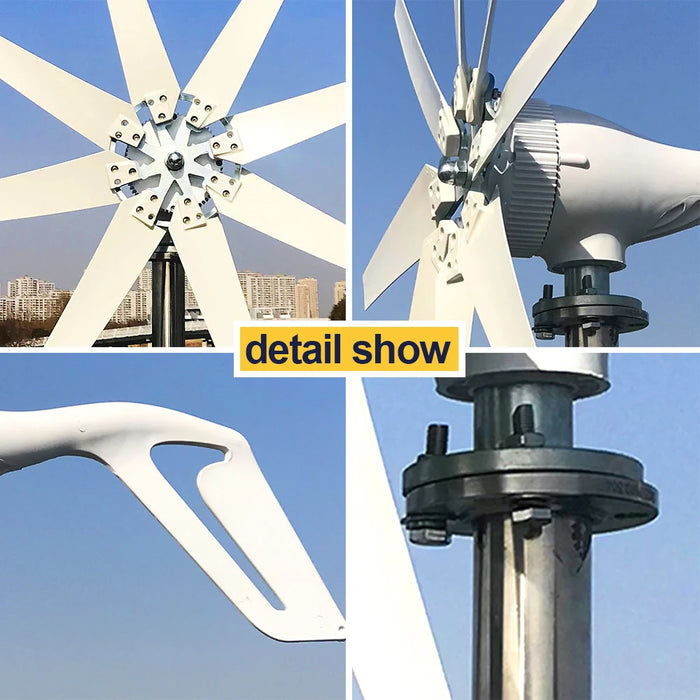 Enagua Mart 2000W Small Horizontal Wind Turbine Generator - Real Efficiency 12V/24V/48V