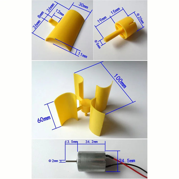Enagua Mart Mini Vertical Wind Turbine Kit - Instructional Model with Generator Blades for Wind Power Projects